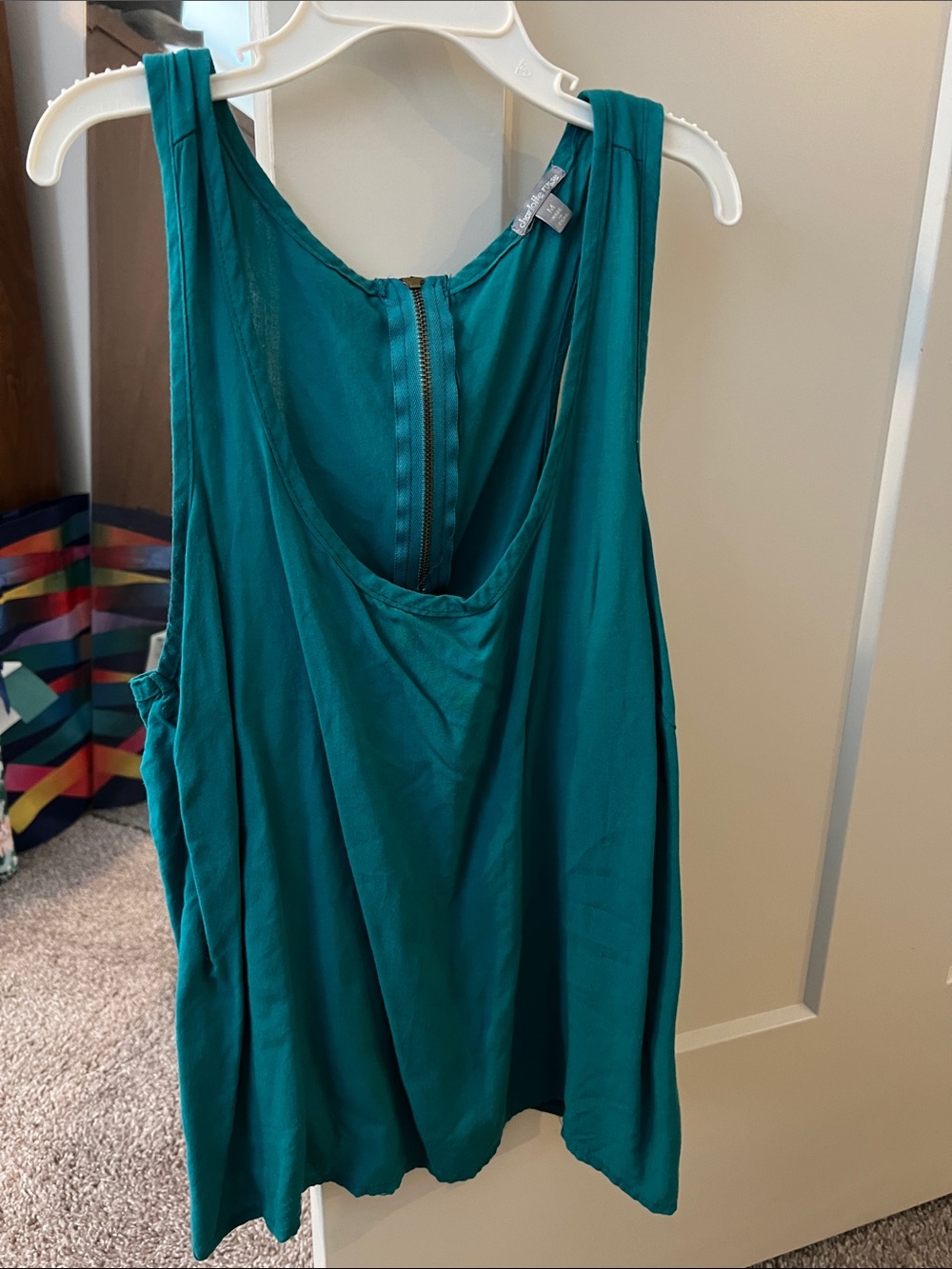 Charlotte Russe Teal Sleeveless Zip-Back Tank